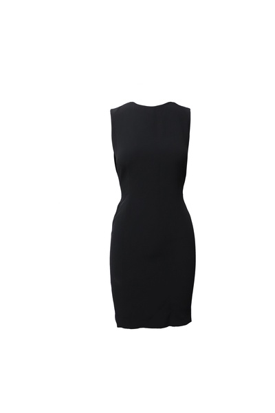 backless shift dress in black rayon