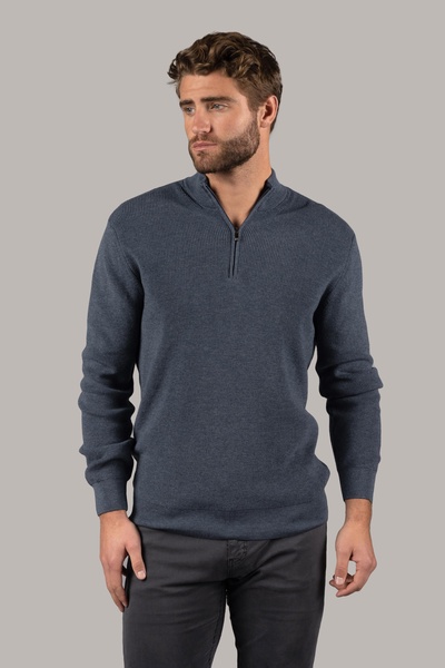 melange indigo quarter zip