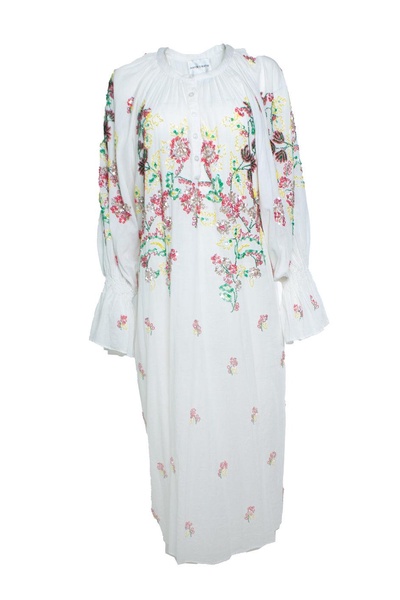 white maxi dress with embroidery