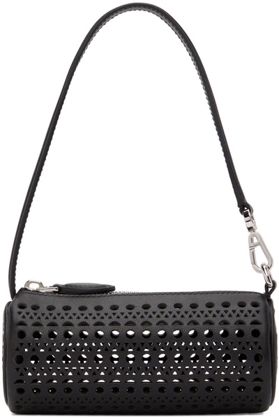 Tube perforated leather shoulder bag