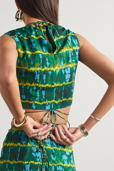 Ayana printed ruched crop top
