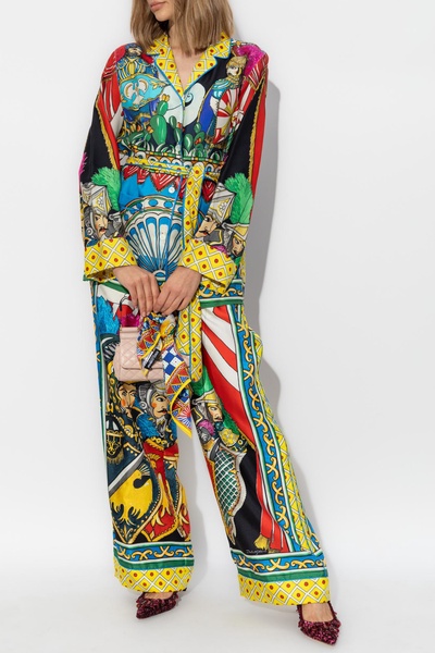 Dolce & Gabbana Silk trousers with Caretto pattern