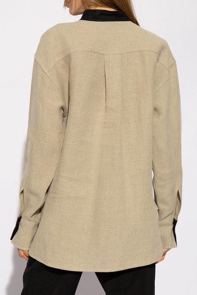 FERRAGAMO Linen top with a stand-up collar