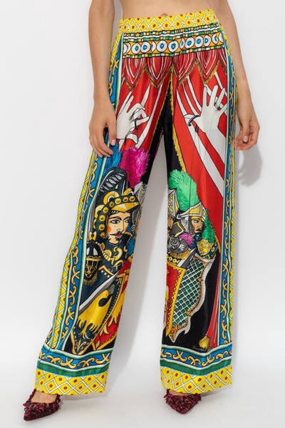 Dolce & Gabbana Silk trousers with Caretto pattern