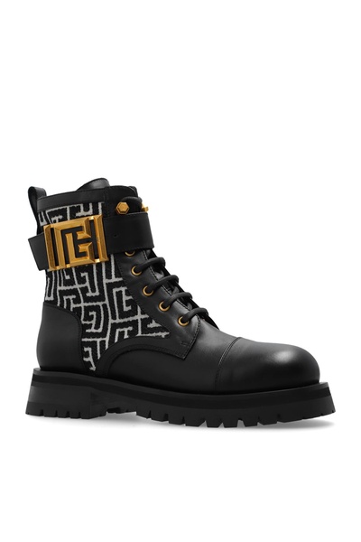 Charlie monogram jacquard and leather ranger boots
