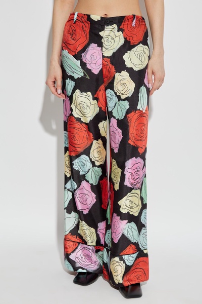 Marni Silk pants with floral motif