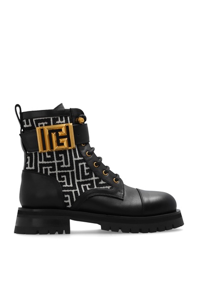 Charlie monogram jacquard and leather ranger boots