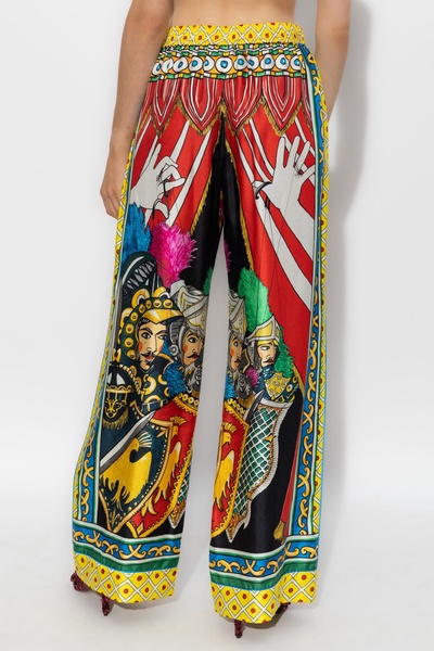Dolce & Gabbana Silk trousers with Caretto pattern