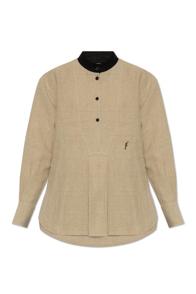 FERRAGAMO Linen top with a stand-up collar
