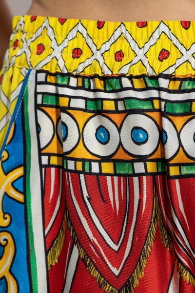 Dolce & Gabbana Silk trousers with Caretto pattern