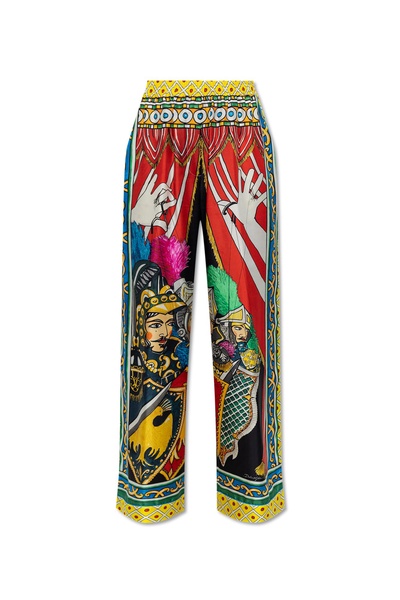 Dolce & Gabbana Silk trousers with Caretto pattern