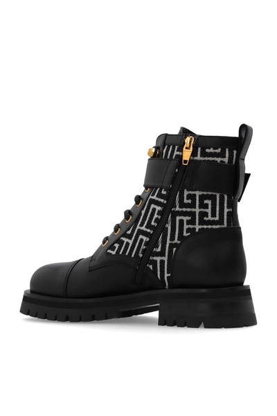 Charlie monogram jacquard and leather ranger boots