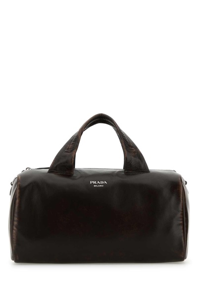Dark brown nappa leather small travel bag