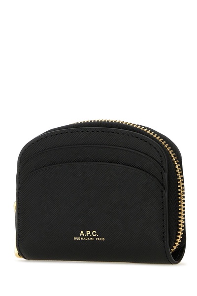 A.P.C. Women Black Leather Mini Demi Lune Wallet