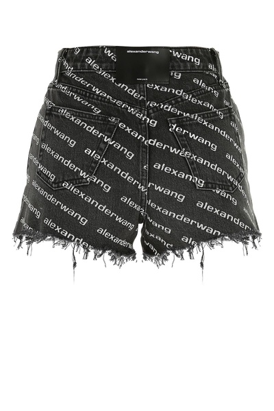 Printed denim shorts