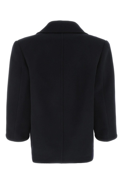 Saint Laurent Women Navy Blue Wool Oversize Coat