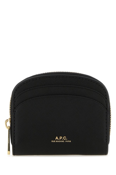A.P.C. Women Black Leather Mini Demi Lune Wallet