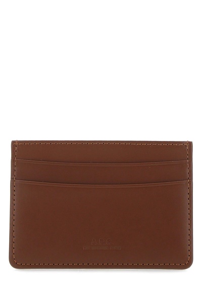 A.P.C. Men Brown Leather Card Holder