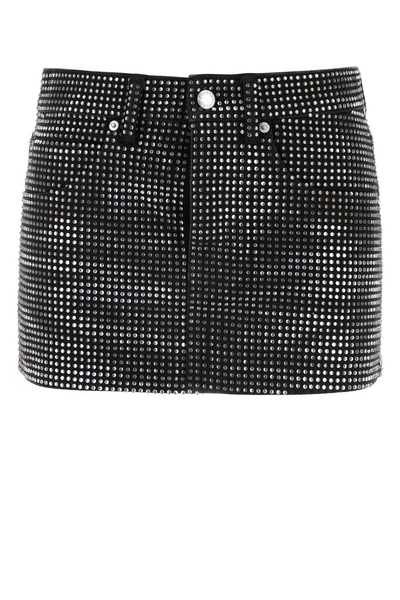 Embellished denim mini skirt