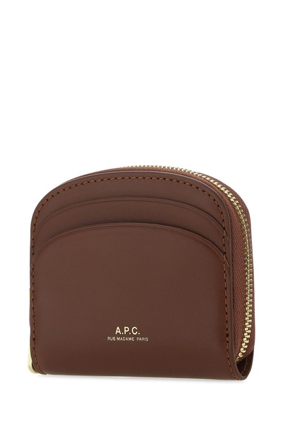 A.P.C. Women Brown Leather Card Holder