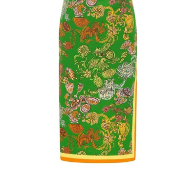 fiesta bodice dress in green multi