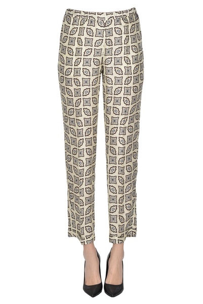 Printed silk trousers