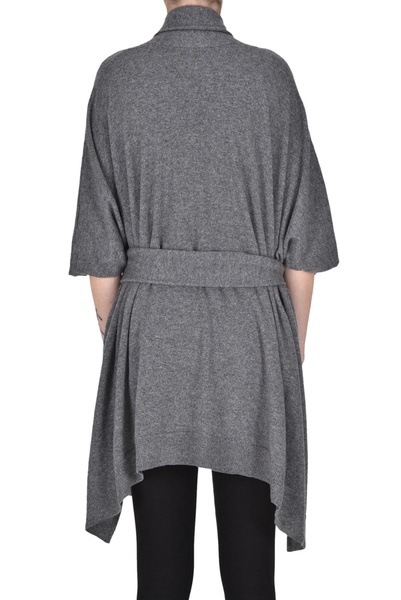 Poncho style cashmere cardigan 