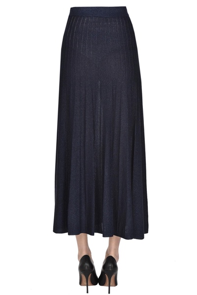 Pleated lamè knit skirt
