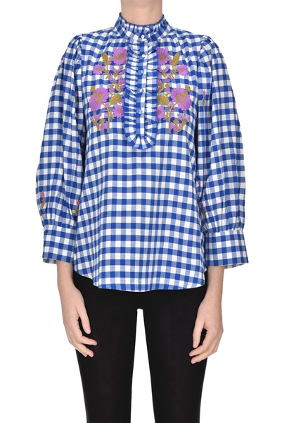 Embroidered Vichy print shirt