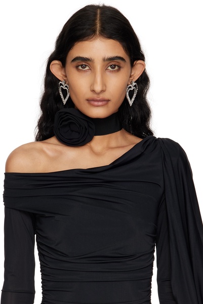 Black Grosgrain Rose Choker