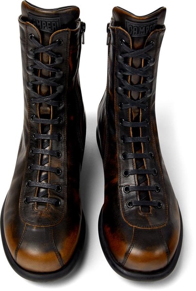 Black-brown leather boots for men