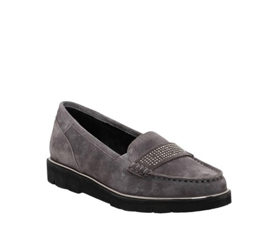 women's daffodil rhinestone keeper wedge loafer in steel