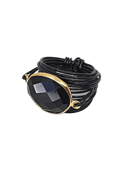 torrey ring in black onyx with black wrap