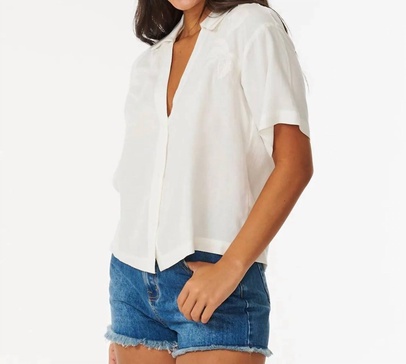 pacific dreams embroidered shirt in cream