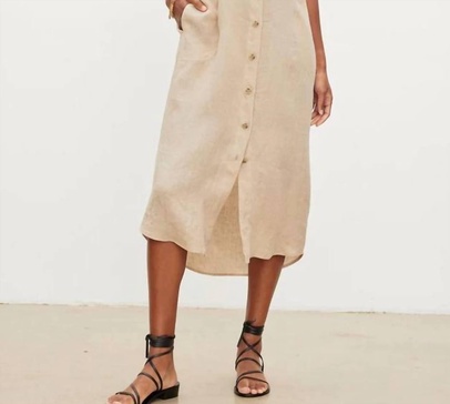 sandra dress in biscuit
