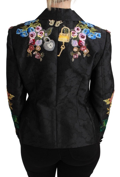 Black Crystal Brocade Blazer Jacket