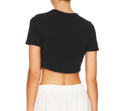 women wren tee black short sleeve crew neck cotton cropped top