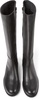 Black leather and textile black boots for women