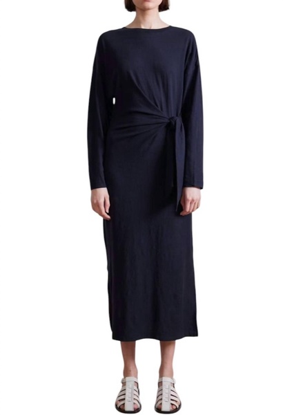 long sleeve vanina cinched waist dress in black