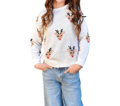 girl's callie sweater in cheery deer