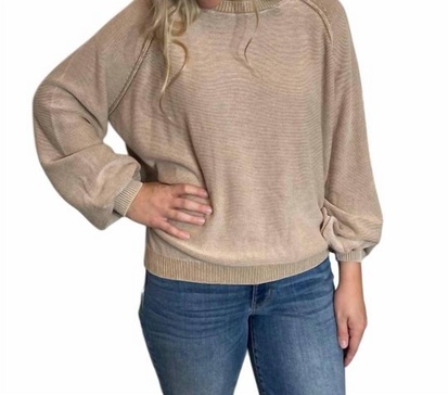 mineral washed sweater in khaki