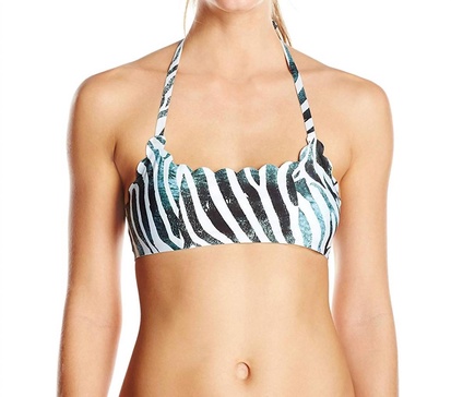 women's dreamy reversible seamless wave bikini top swimsuit in blue multi
