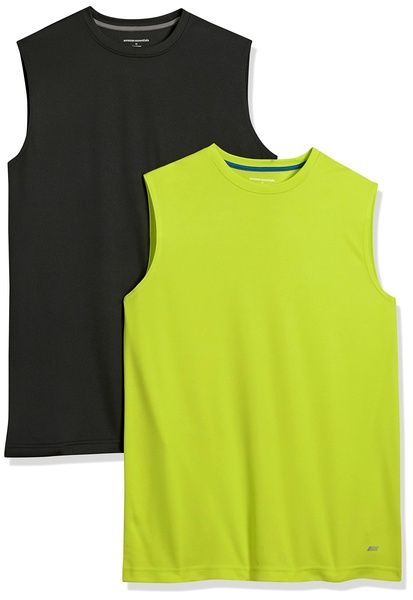 Amazon Essentials Men's Active Performance Tech Muscle Tank, Pack of 2