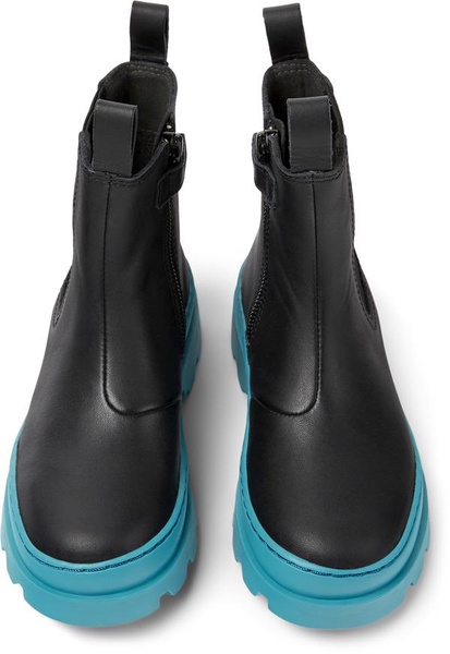 Black leather Chelsea boots for kids