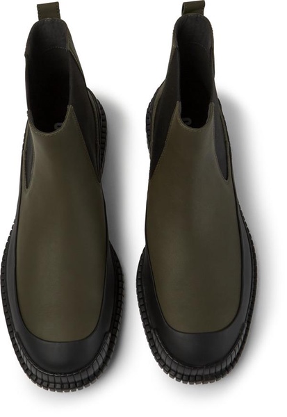 Green Leather Chelsea Bootie for Men