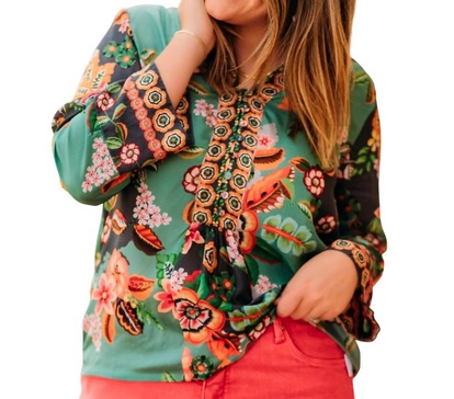 botina blouse in clarkwood teal