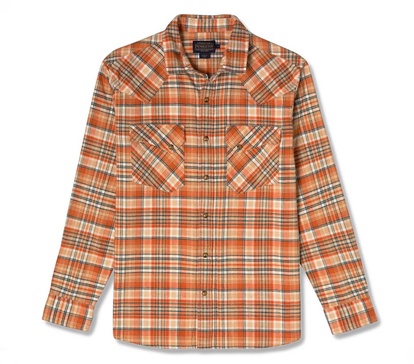 men's wyatt snap shirt in tan / rust plaid