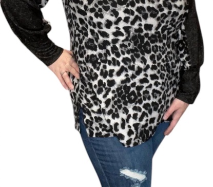 snow leopard sweater in charcoal