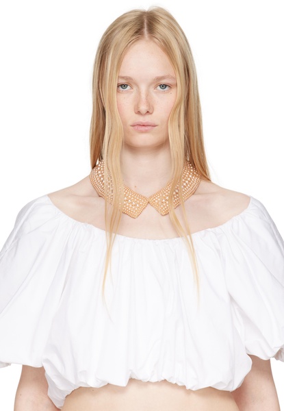 Beige Pearl Collar Choker