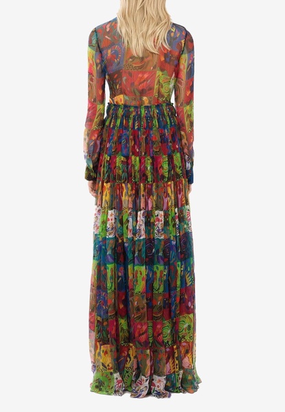 Ruched Printed Maxi Skirt